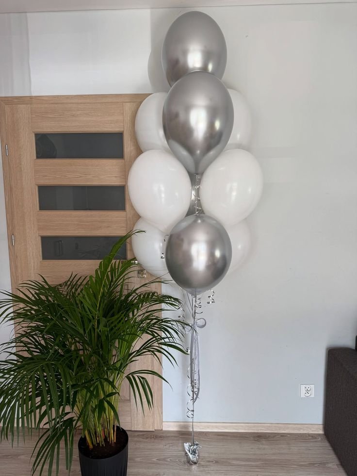 White and Silver Balloons Bouquet