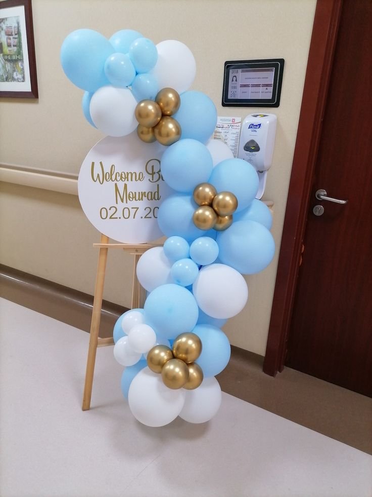 Welcome Baby Boy Balloon Setup