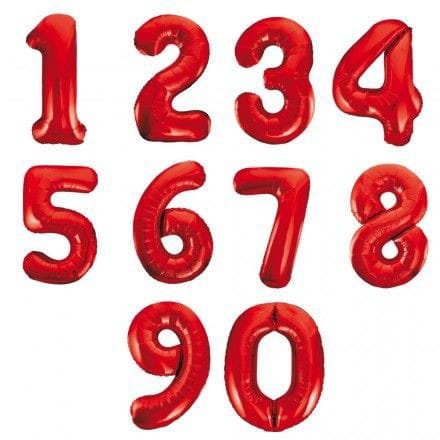 Red Number Foil Balloons