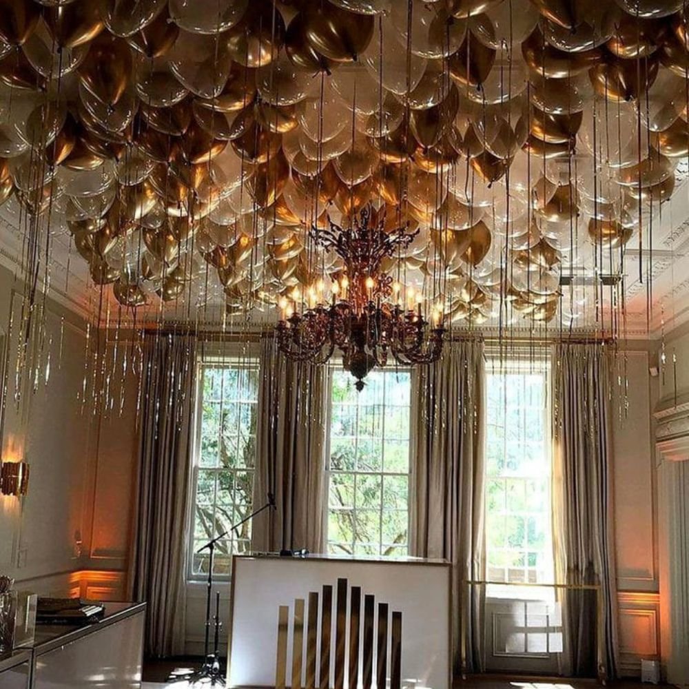 Golden white and transparent Grandeur Ceiling Balloons