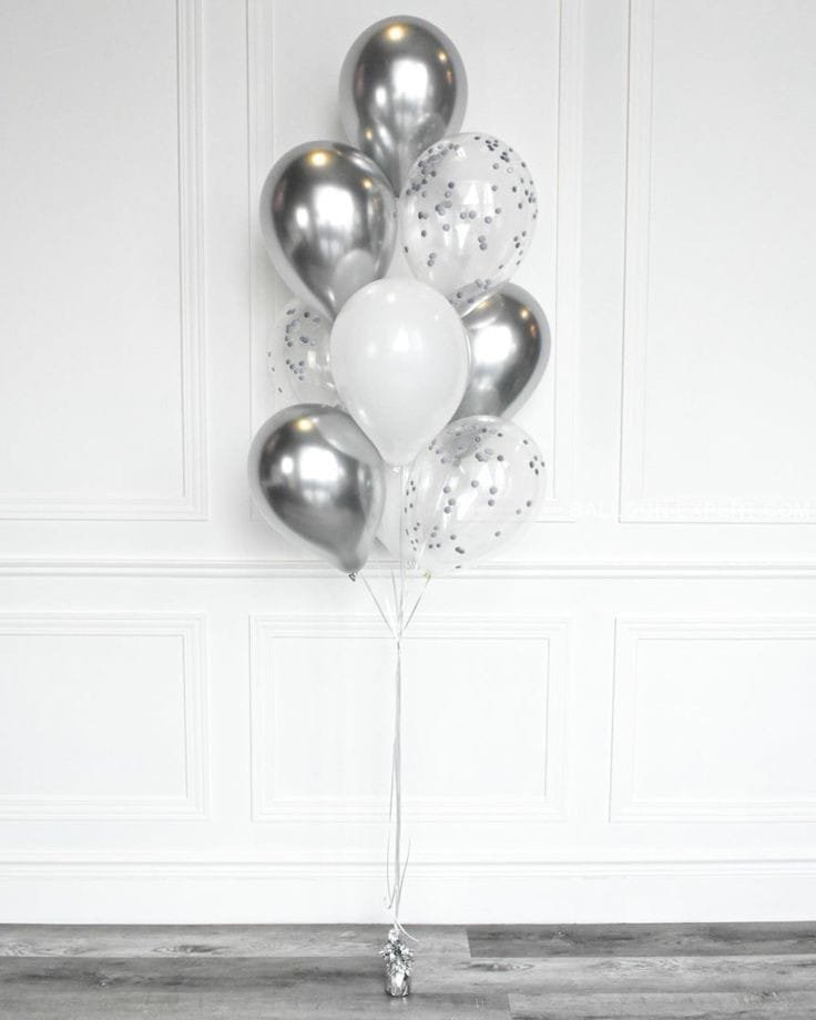 White and Silver Balloons Bouquet