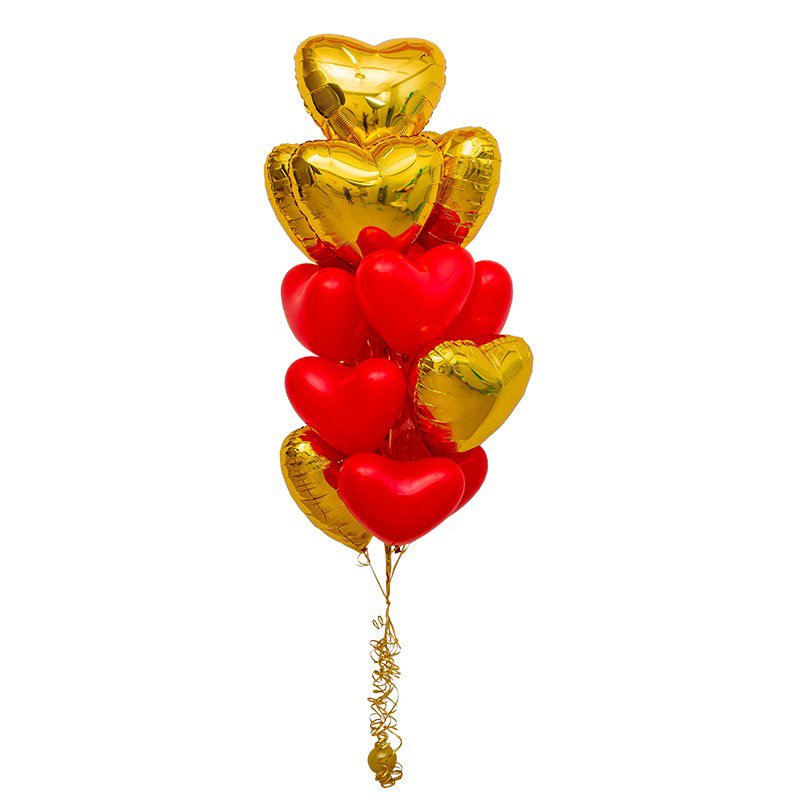 Red and Gold Heart Foil Bouquet