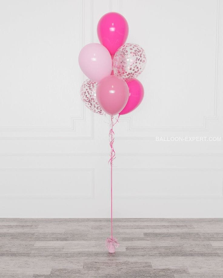 Pink Confetti Balloons Bunch