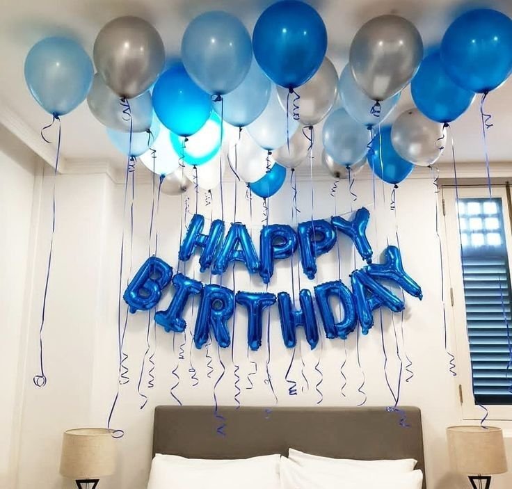 Blue and Silver Birthday Balloon Decoration Set