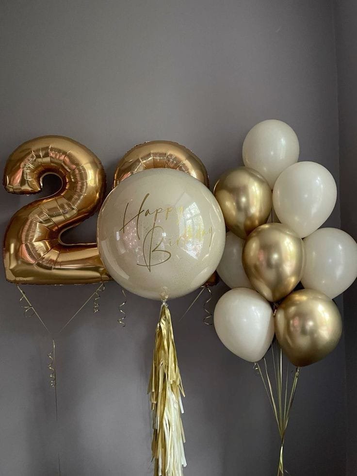 Gold Birthday Balloons Bouquet
